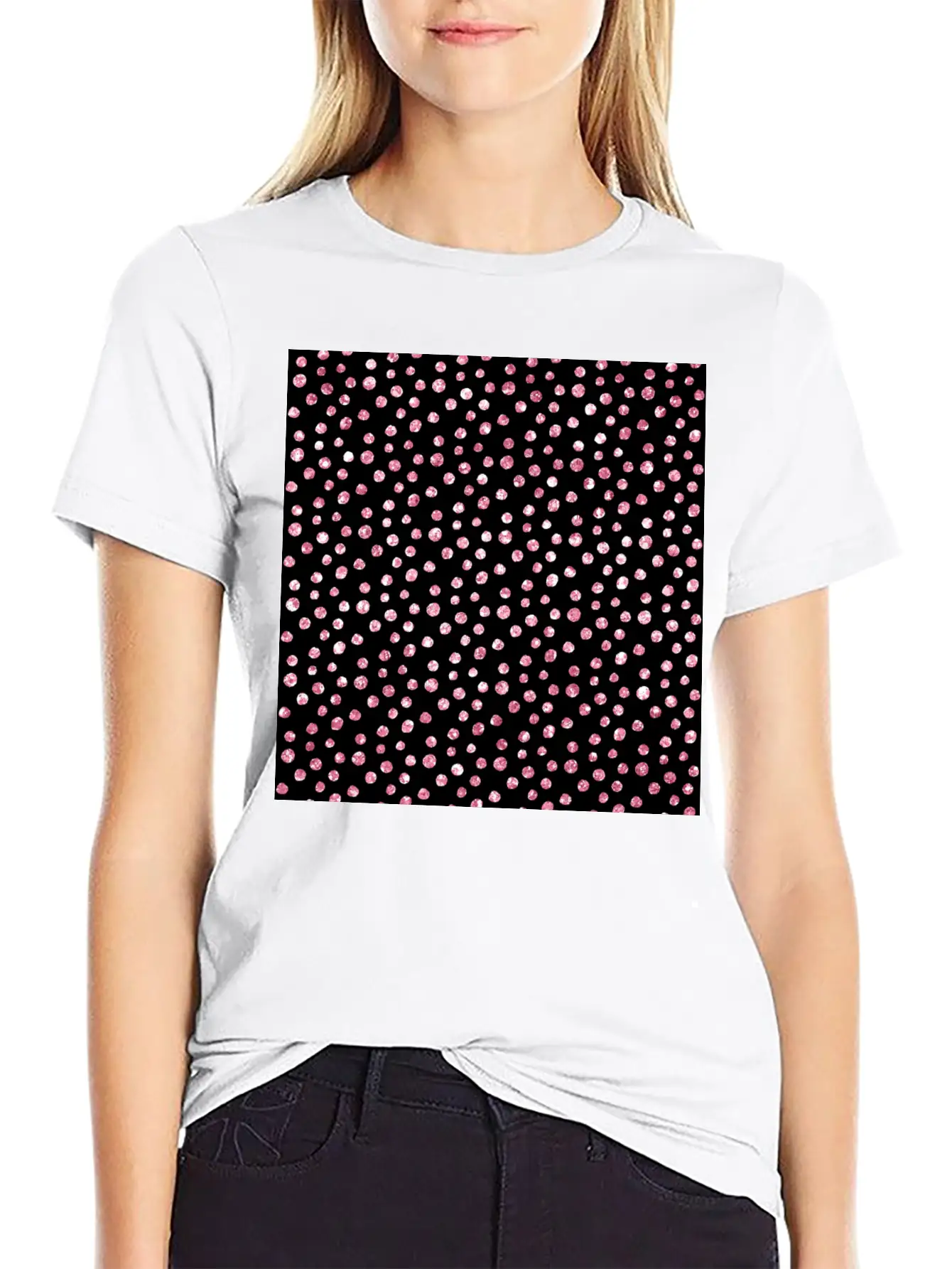 Black Pink Spots Pattern Classic Cotton Tee – Unisex Comfort For Any Season
