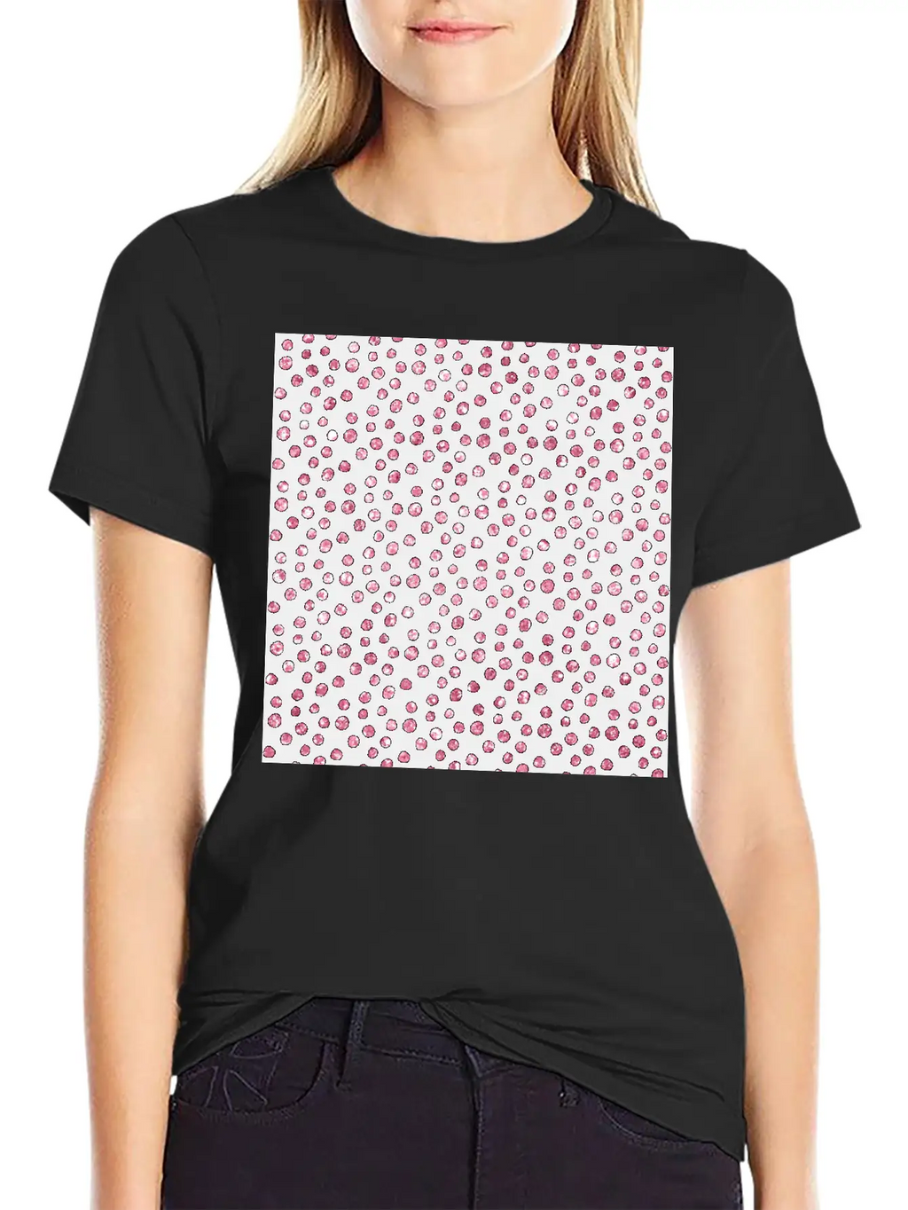 Black Pink Spots Pattern Classic Cotton Tee – Unisex Comfort For Any Season