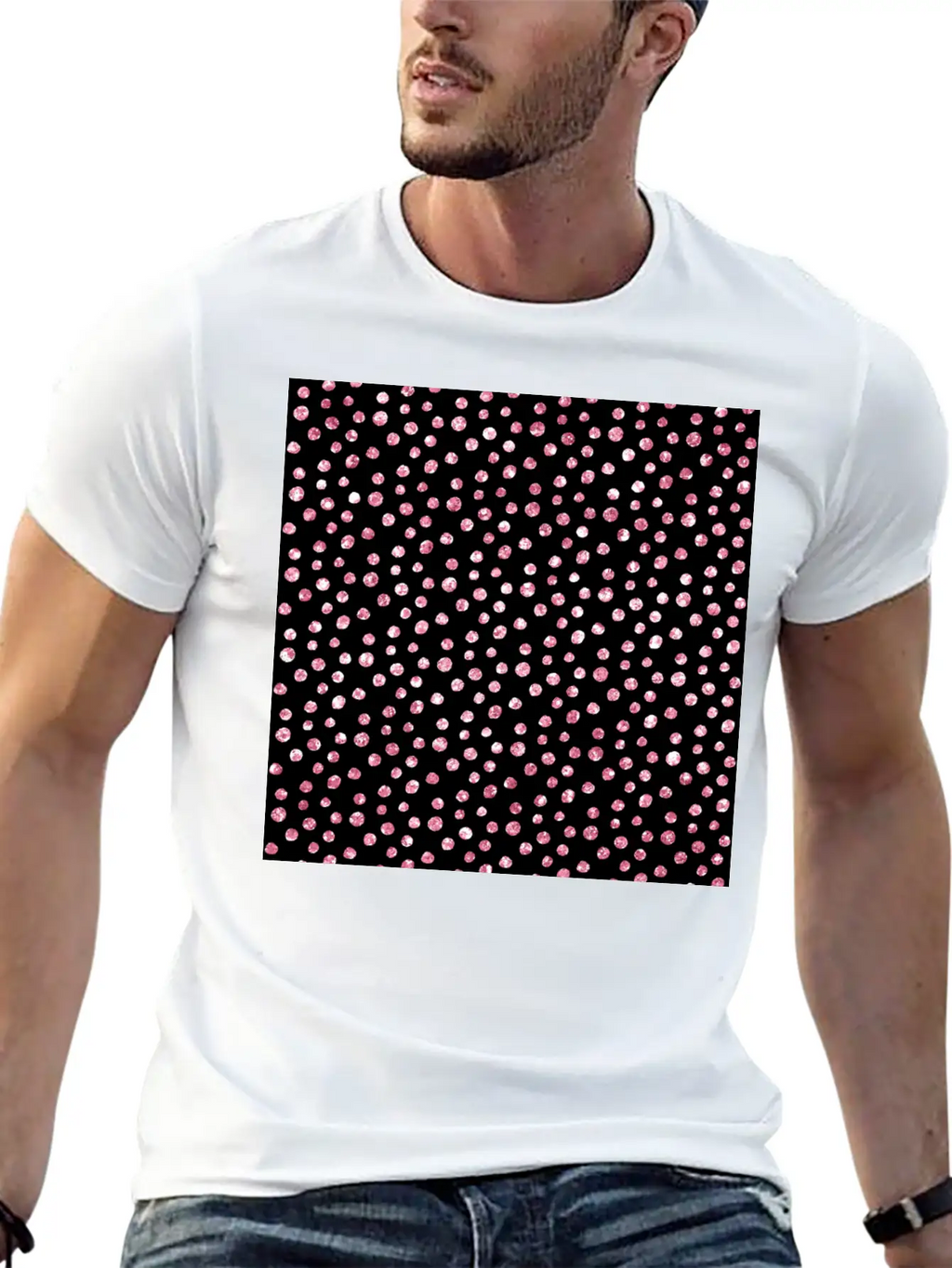 Black Pink Spots Pattern Classic Cotton Tee – Unisex Comfort For Any Season