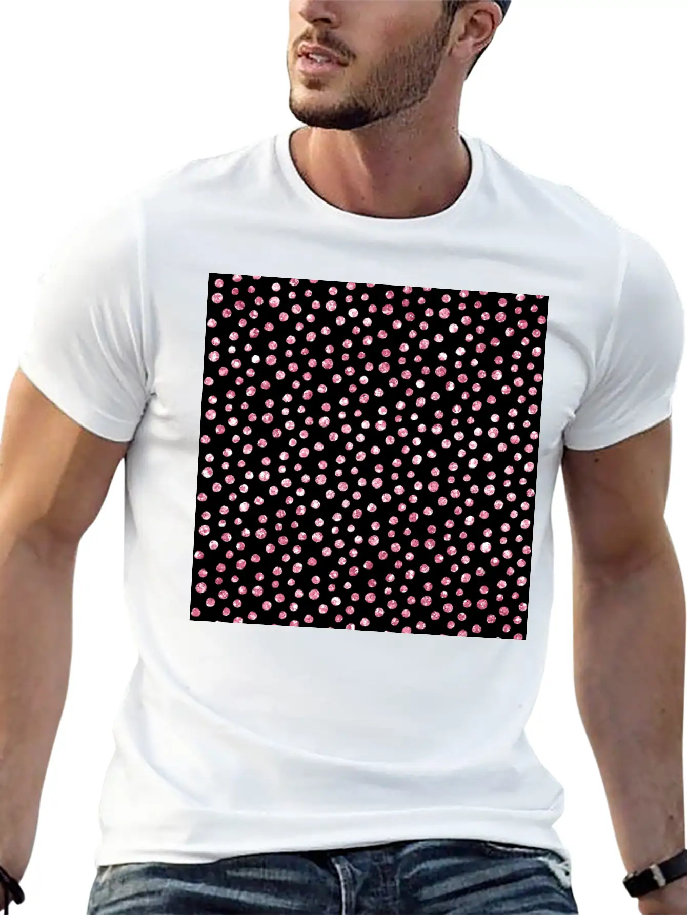 Black Pink Spots Pattern Classic Cotton Tee – Unisex Comfort For Any Season