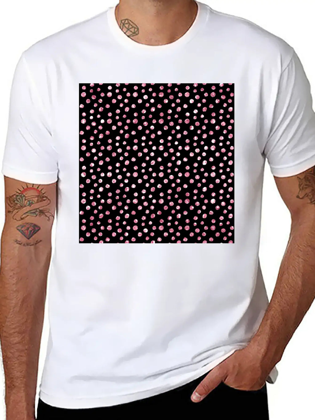 Black Pink Spots Pattern Classic Cotton Tee – Unisex Comfort For Any Season