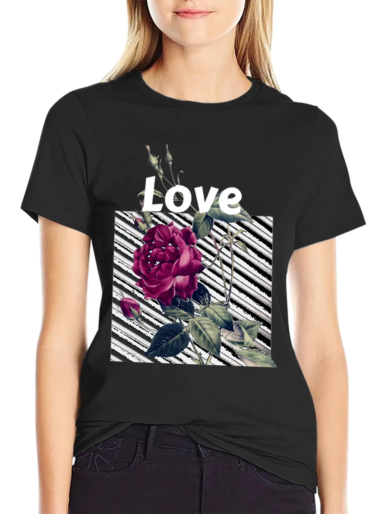 Black Rose Streetwear Aesthetic Classic Cotton Tee – Unisex Comfort For Any Season