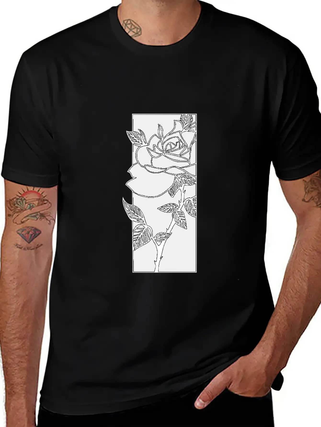 Black T Shirtblack Rose T Shirt Timeless Short Sleeve Tee – Comfy And Minimalist Design