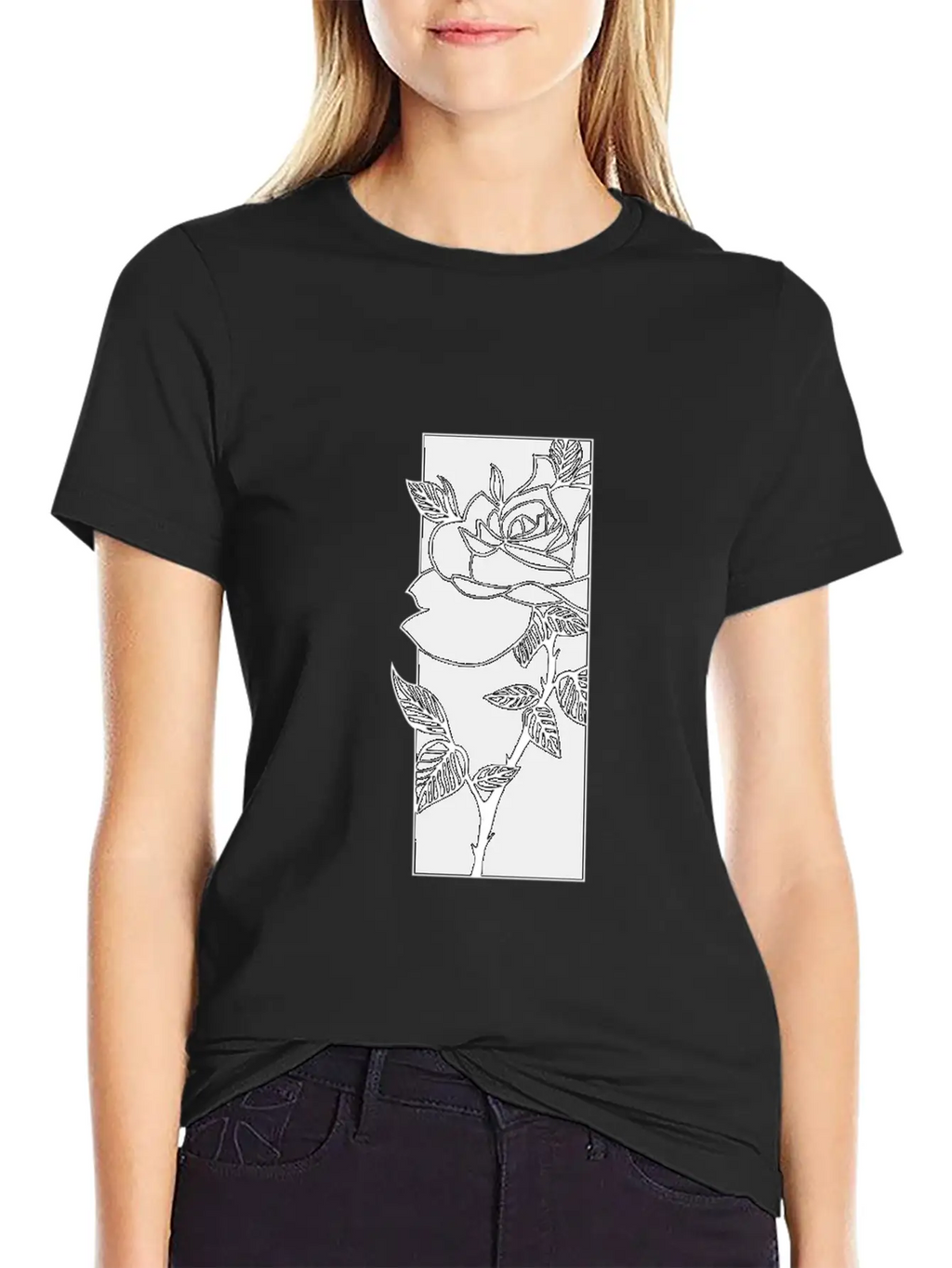 Black T Shirtblack Rose T Shirt Timeless Short Sleeve Tee – Comfy And Minimalist Design