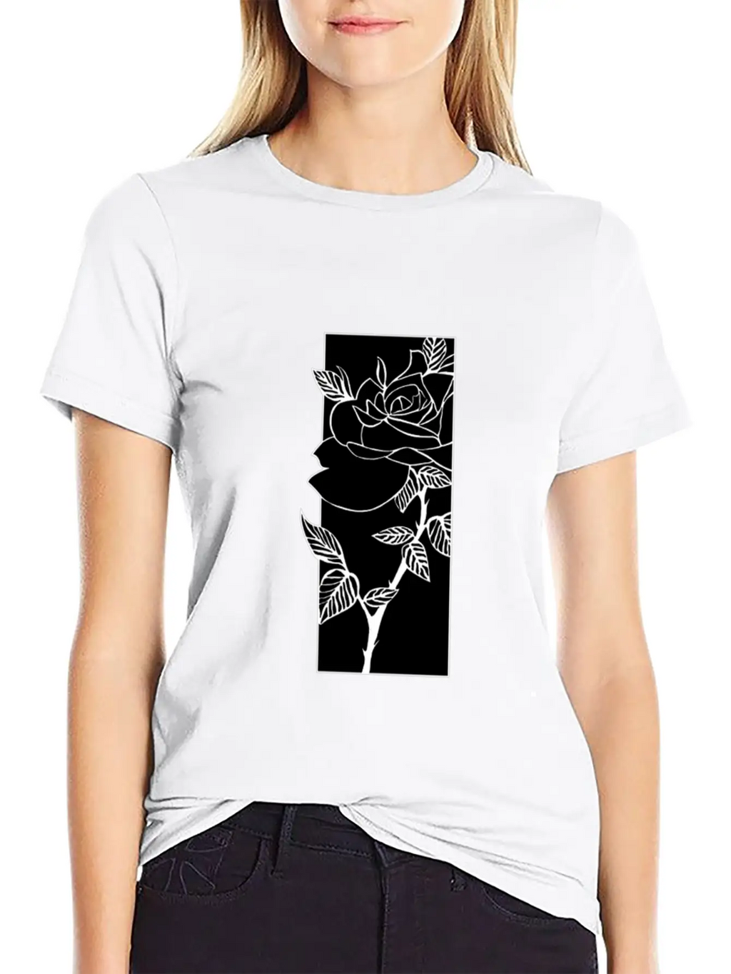 Black T Shirtblack Rose T Shirt Timeless Short Sleeve Tee – Comfy And Minimalist Design