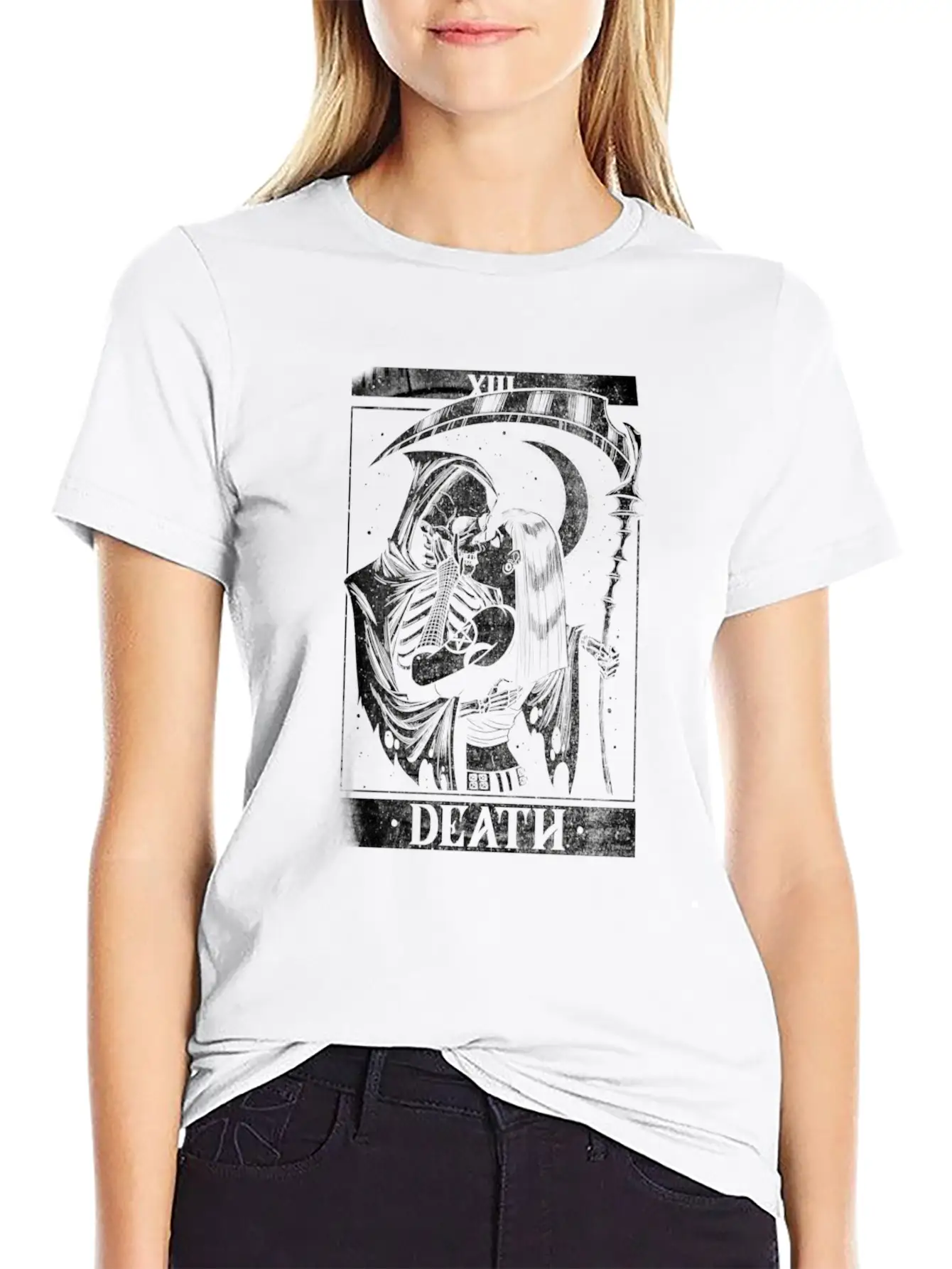 Blackcraft Death The Grim Reaper Kiss Tarot Card Relaxed Everyday Tee – Lightweight And Durable Cotton