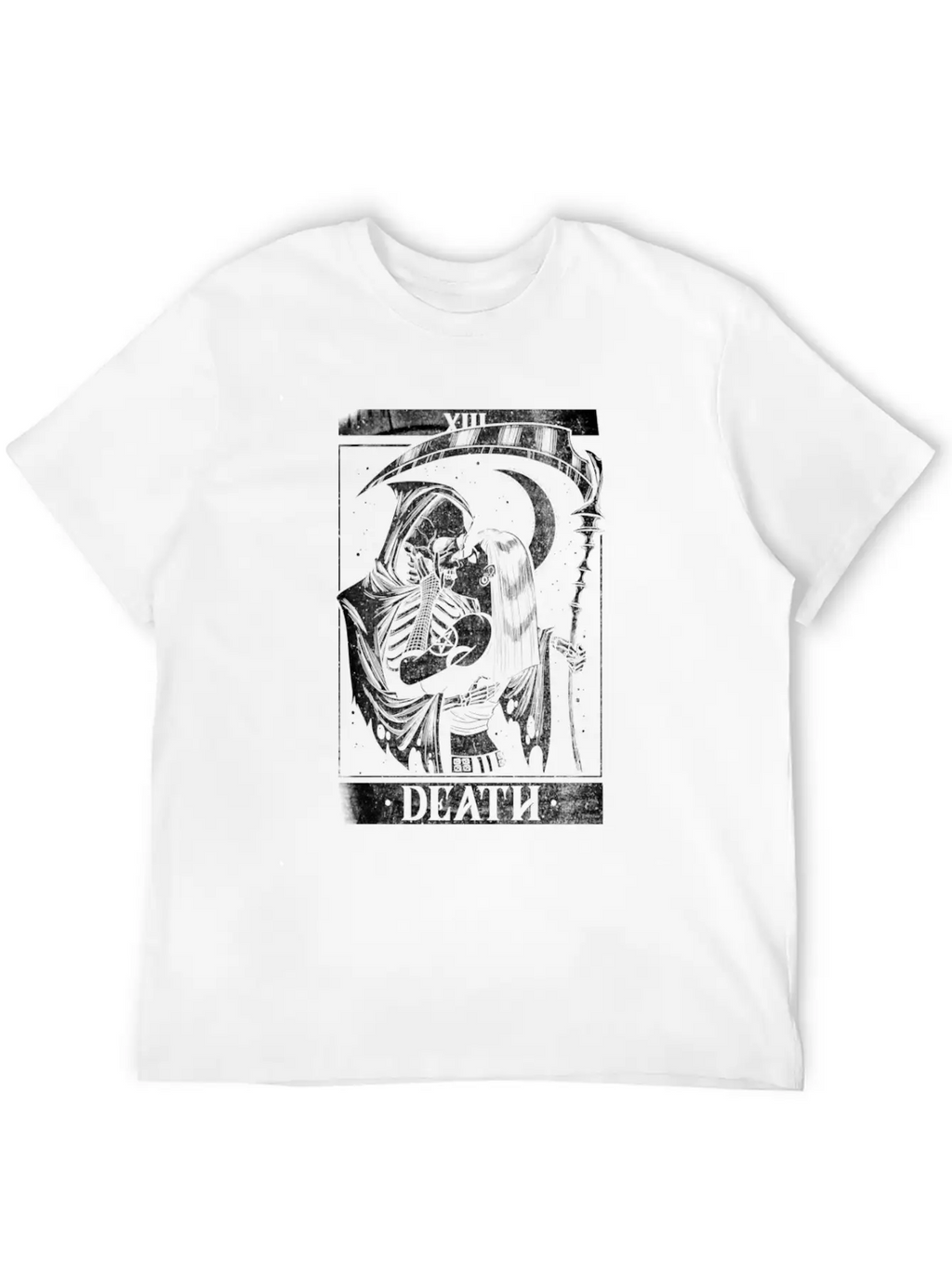 Blackcraft Death The Grim Reaper Kiss Tarot Card Relaxed Everyday Tee – Lightweight And Durable Cotton