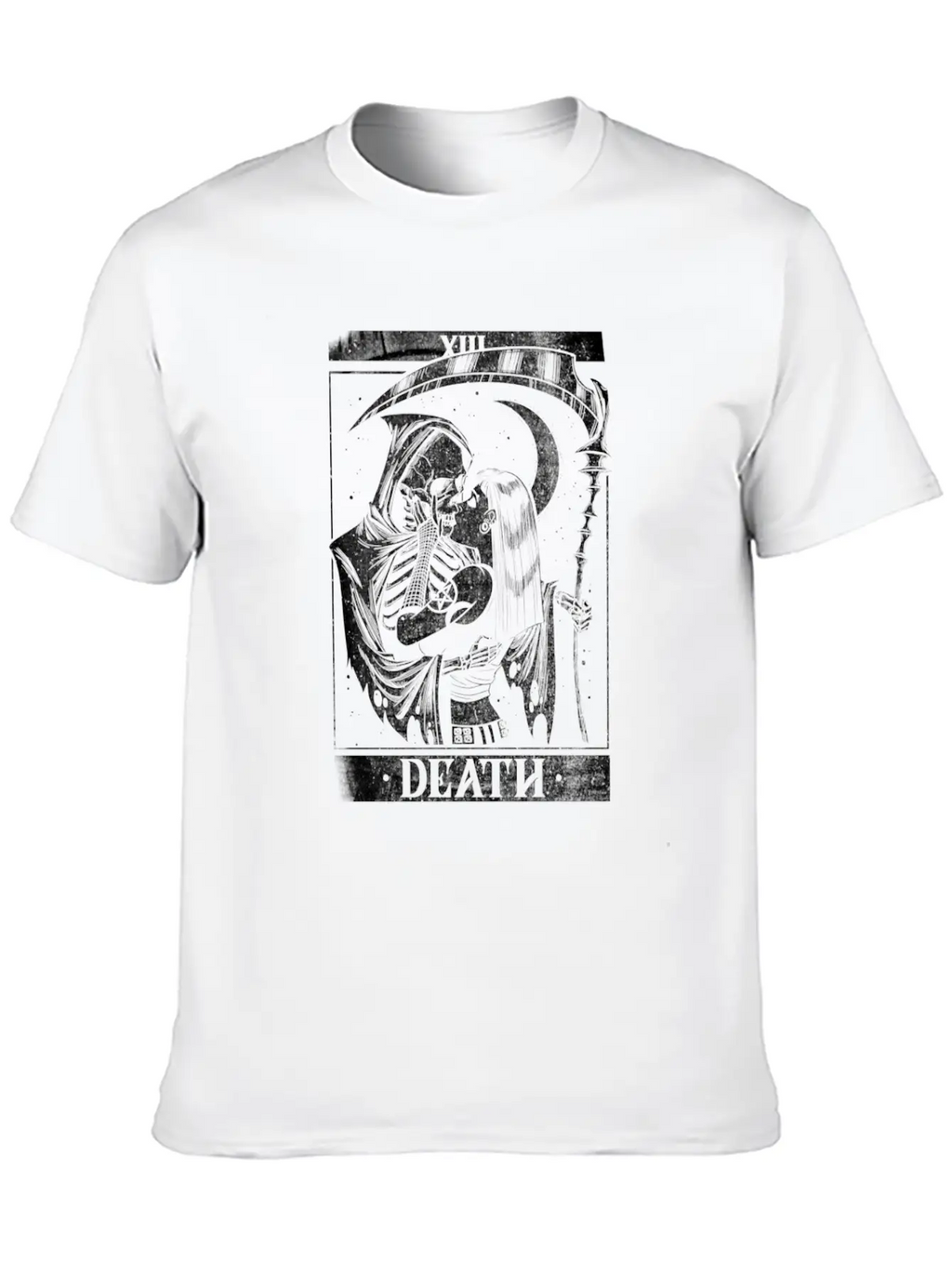 Blackcraft Death The Grim Reaper Kiss Tarot Card Relaxed Everyday Tee – Lightweight And Durable Cotton