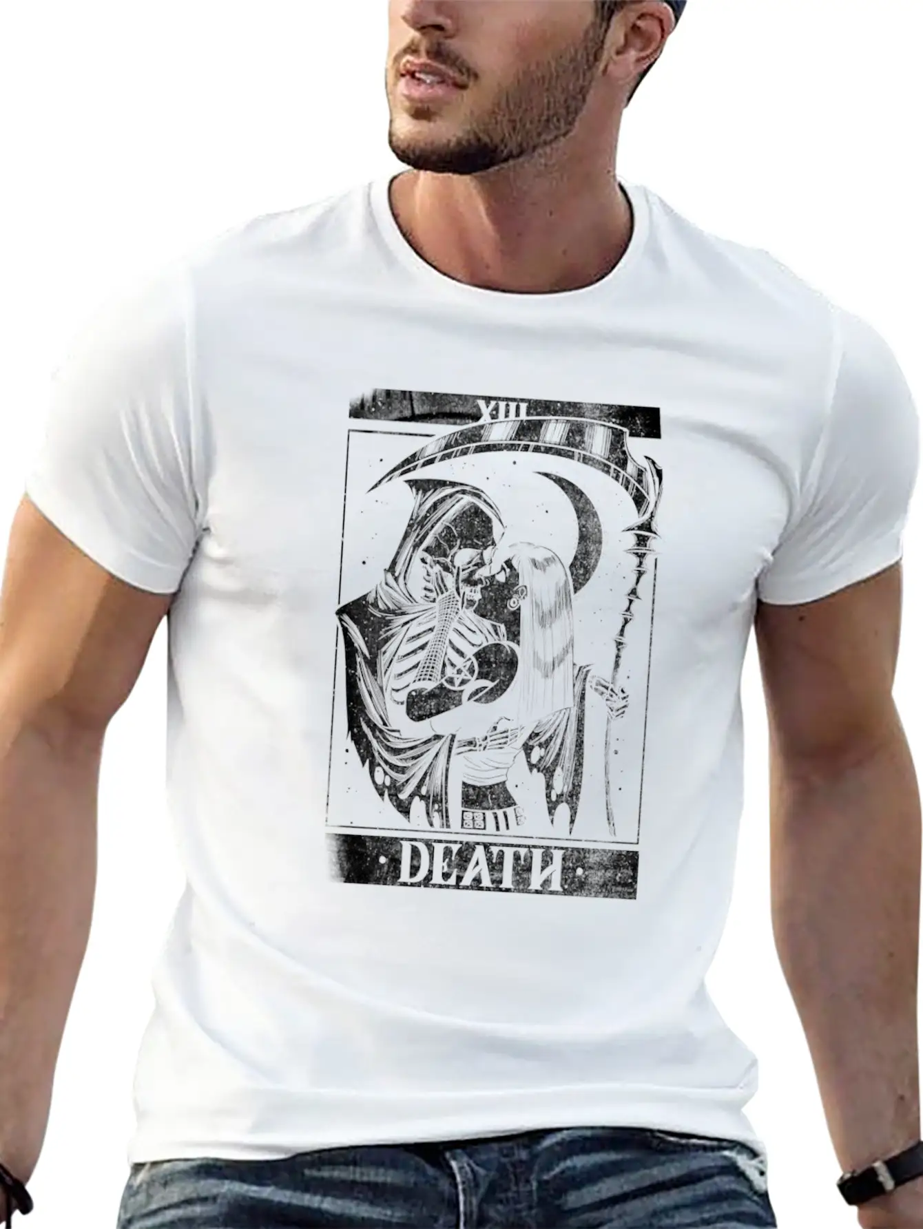 Blackcraft Death The Grim Reaper Kiss Tarot Card Relaxed Everyday Tee – Lightweight And Durable Cotton