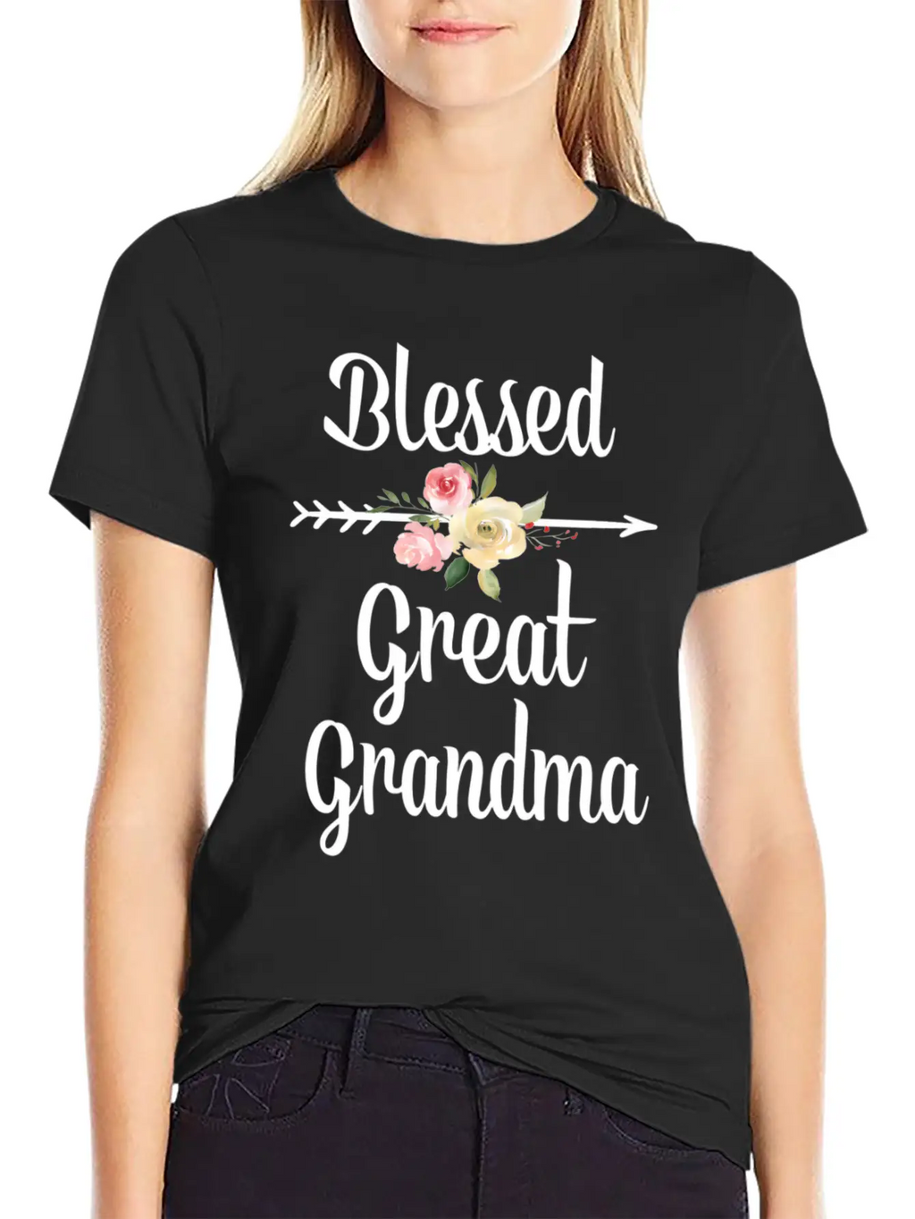 Blessed Great Grandma Flower Arrow Great Grandma Breathable Graphic T-Shirt – Perfect For Casual Days