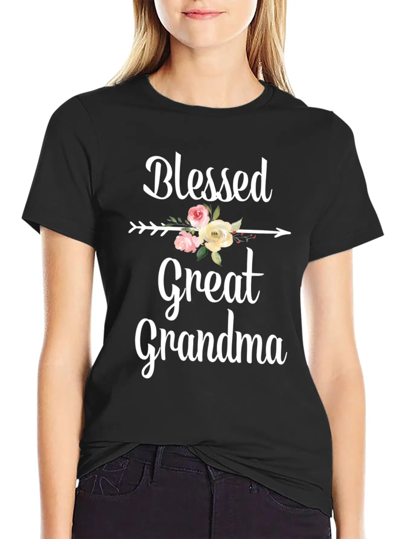 Blessed Great Grandma Flower Arrow Great Grandma Breathable Graphic T-Shirt – Perfect For Casual Days