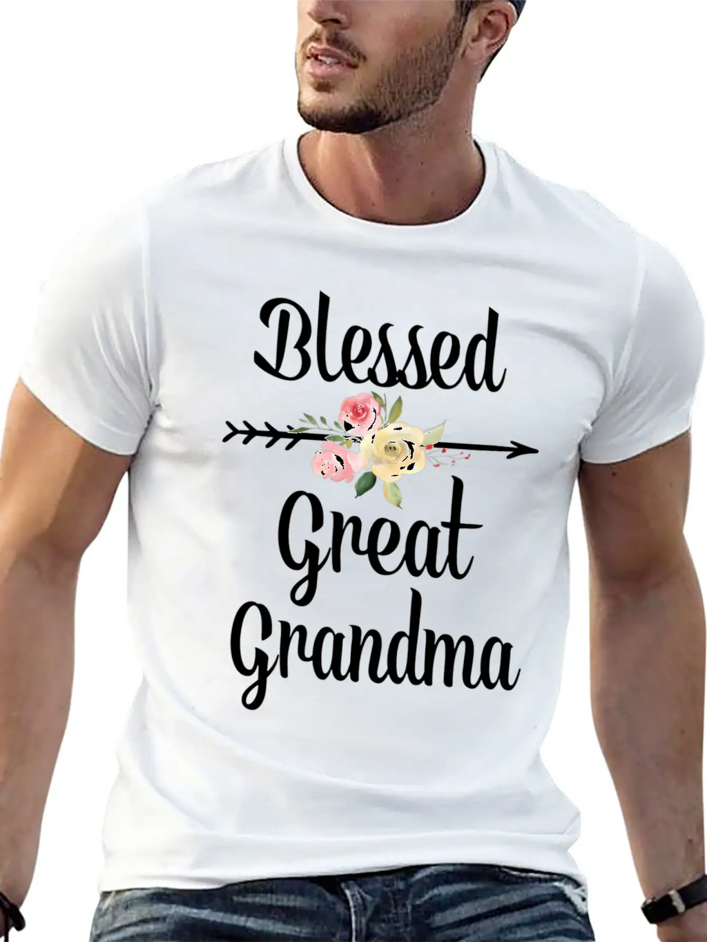 Blessed Great Grandma Flower Arrow Great Grandma Breathable Graphic T-Shirt – Perfect For Casual Days