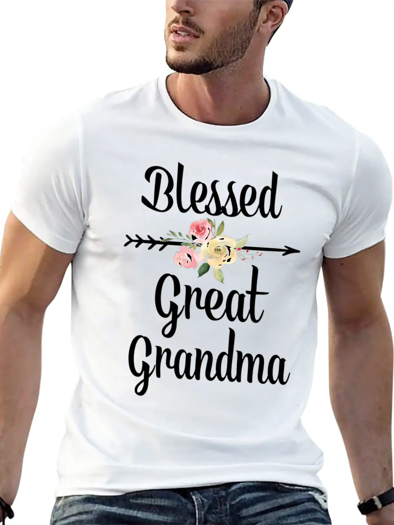 Blessed Great Grandma Flower Arrow Great Grandma Breathable Graphic T-Shirt – Perfect For Casual Days