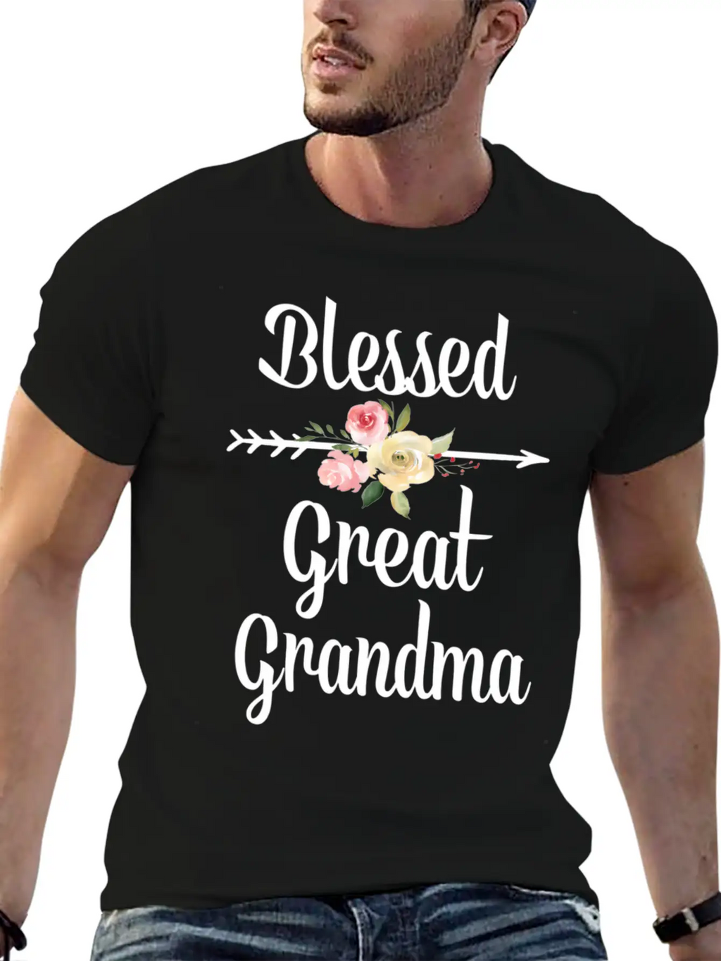 Blessed Great Grandma Flower Arrow Great Grandma Breathable Graphic T-Shirt – Perfect For Casual Days