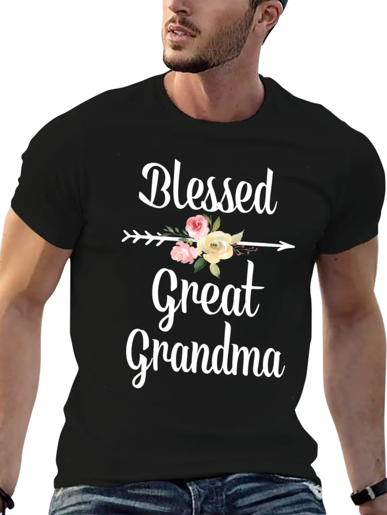 Blessed Great Grandma Flower Arrow Great Grandma Breathable Graphic T-Shirt – Perfect For Casual Days