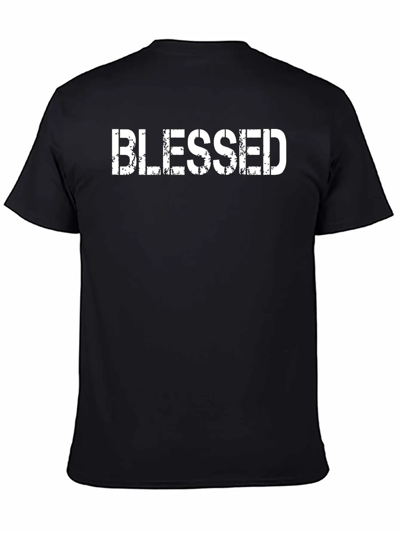 Blessed Grundge Stencil, Christian, Faith, Jesus Breathable Soft Cotton T-Shirt – Timeless Casual Look