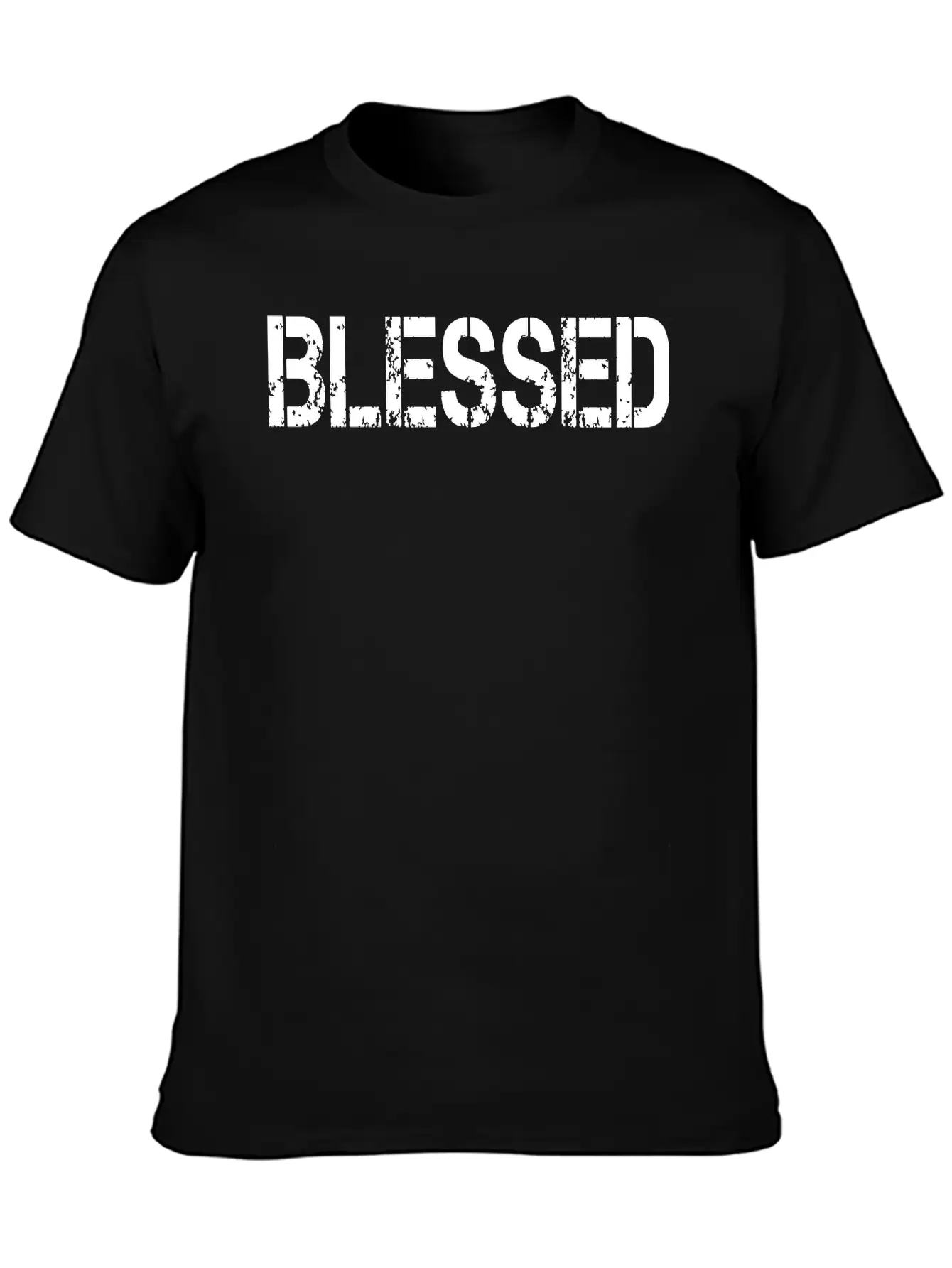 Blessed Grundge Stencil, Christian, Faith, Jesus Breathable Soft Cotton T-Shirt – Timeless Casual Look