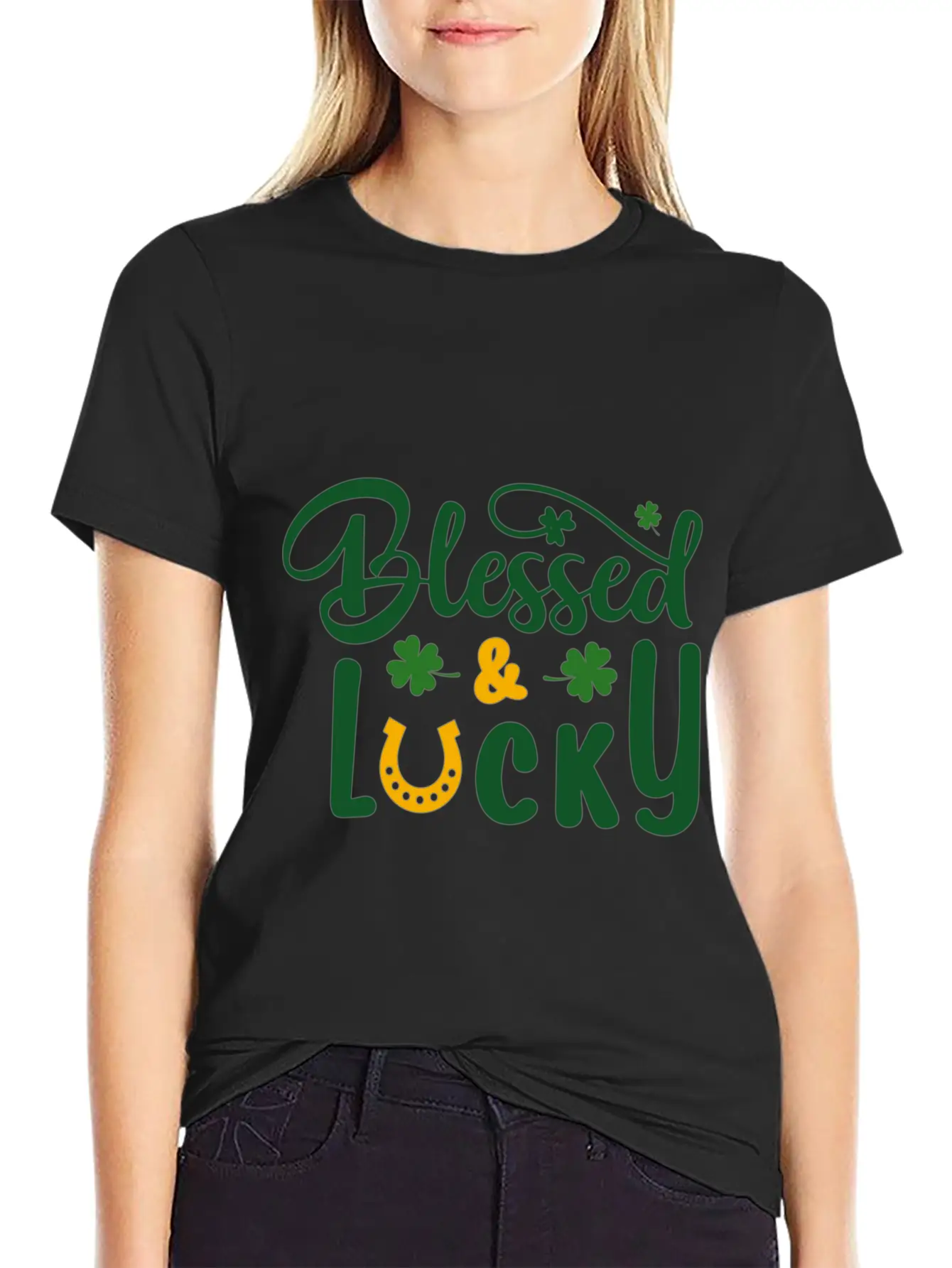 Blessed Lucky Blessed Lucky Synonyms Lucky Relaxed Everyday Tee – Lightweight And Durable Cotton