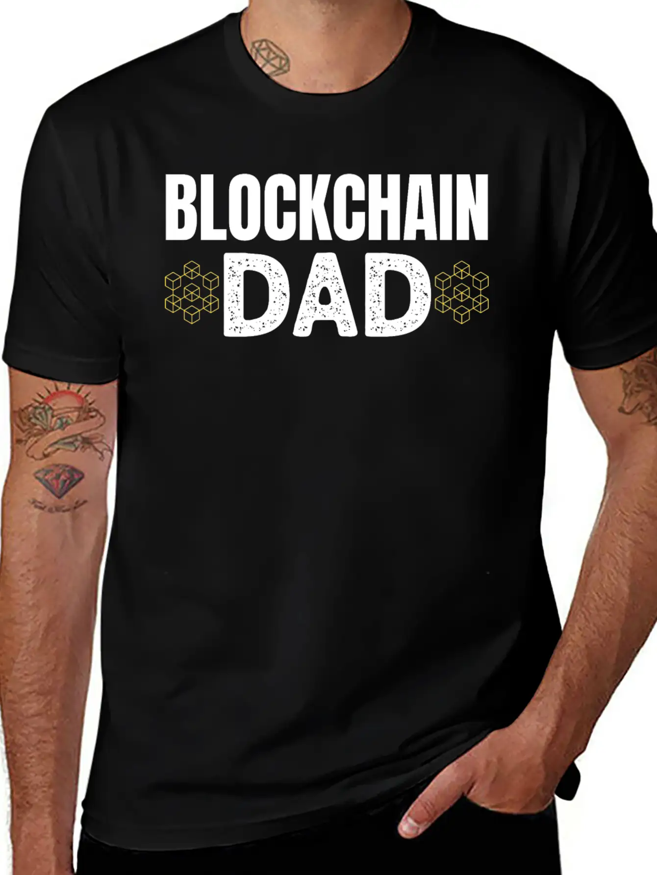 Blockchain Dad Crypto Currency Father Bitcoin Geek Unisex Casual T-Shirt – Clean Design For Daily Comfort