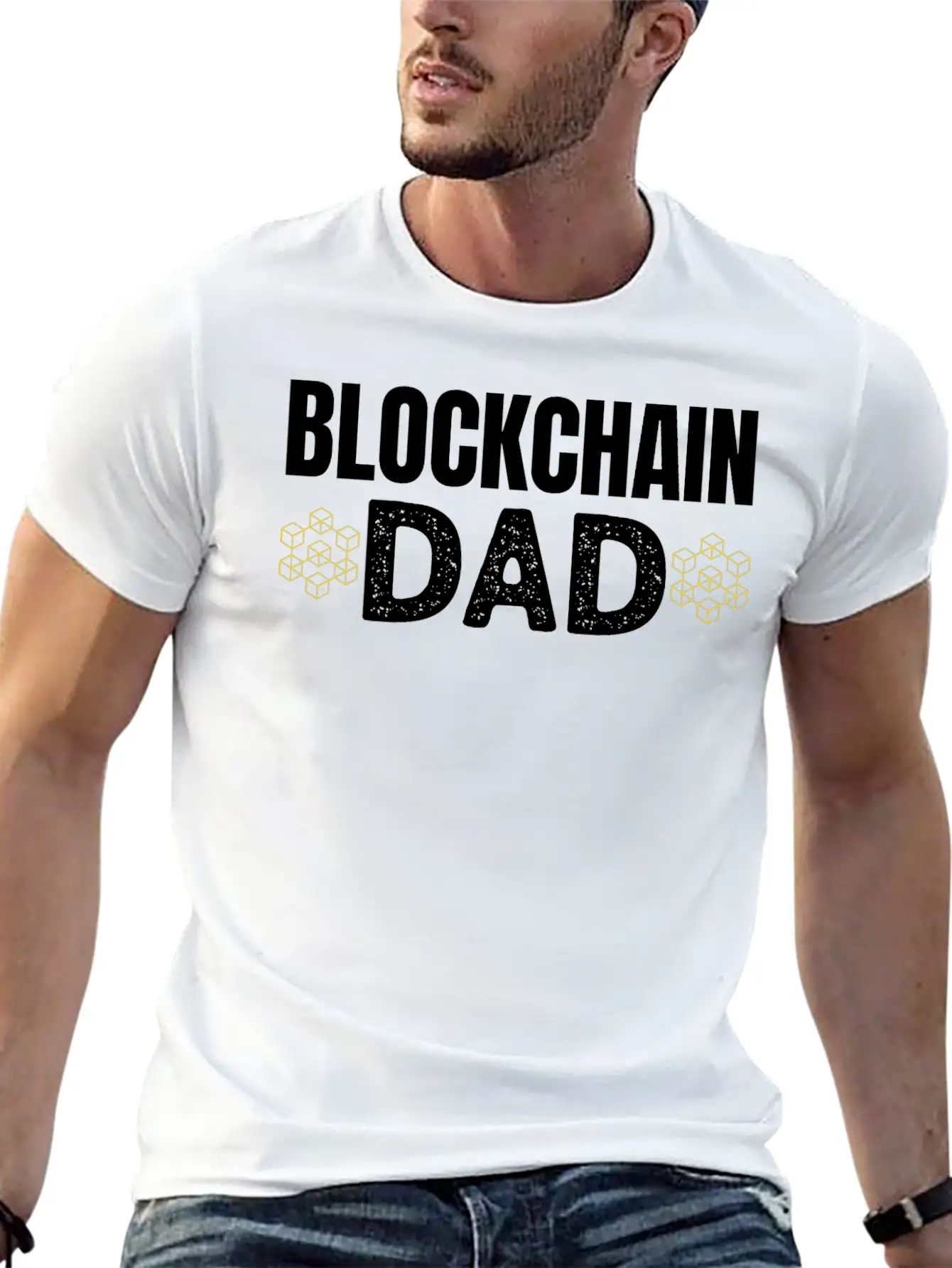 Blockchain Dad Crypto Currency Father Bitcoin Geek Unisex Casual T-Shirt – Clean Design For Daily Comfort