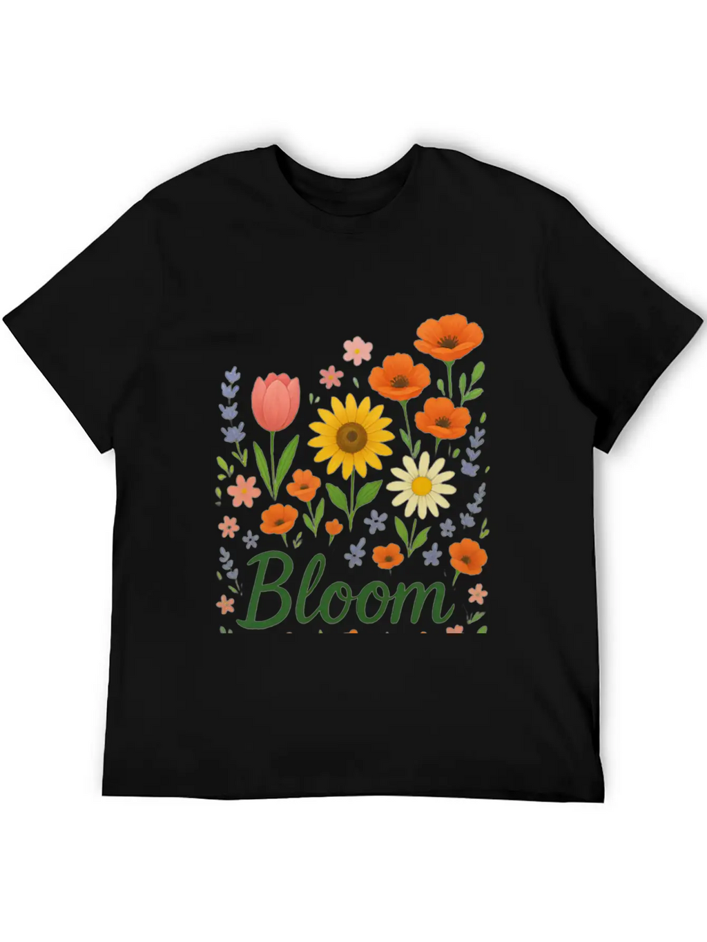 Bloom – Spring Floral Illustration Breathable Soft Cotton T-Shirt – Timeless Casual Look