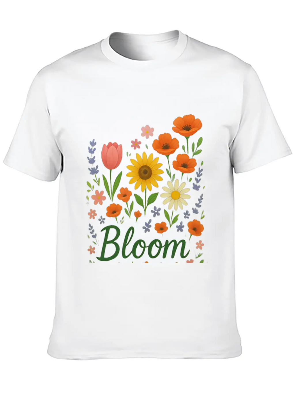 Bloom – Spring Floral Illustration Breathable Soft Cotton T-Shirt – Timeless Casual Look