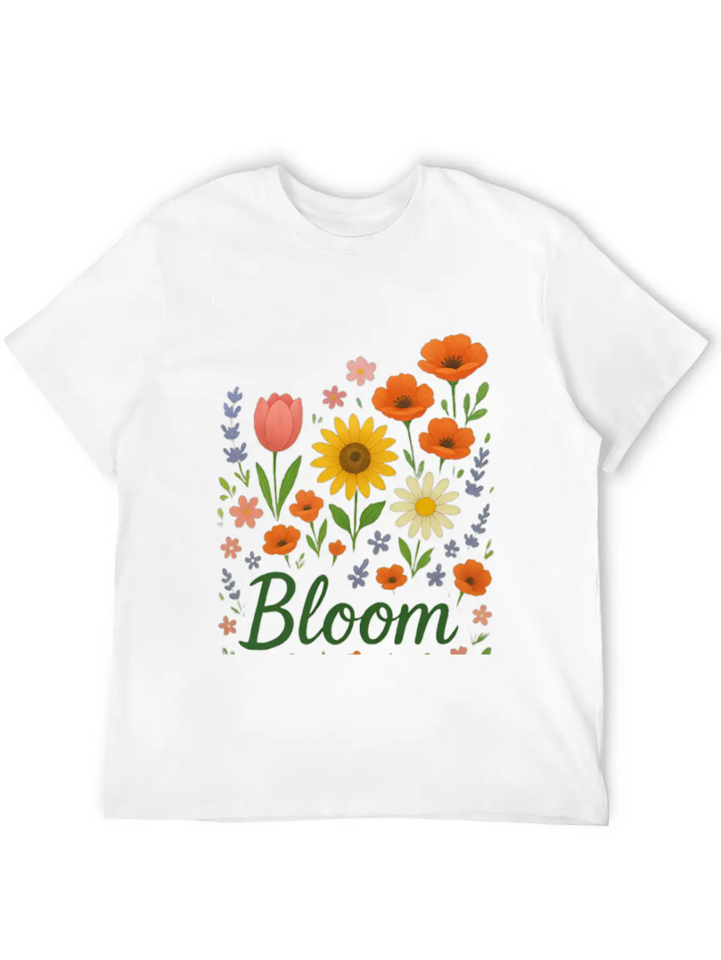 Bloom – Spring Floral Illustration Breathable Soft Cotton T-Shirt – Timeless Casual Look