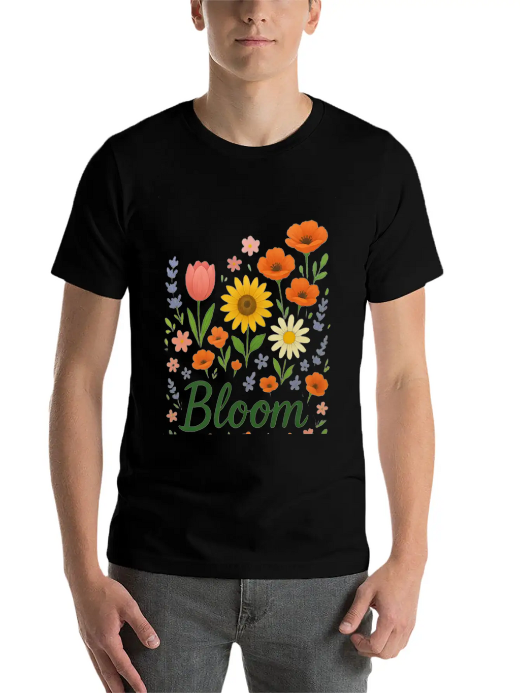 Bloom – Spring Floral Illustration Breathable Soft Cotton T-Shirt – Timeless Casual Look