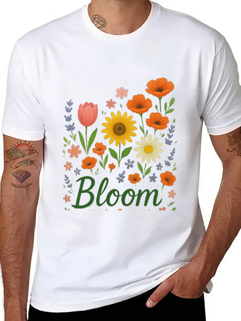 Bloom – Spring Floral Illustration Breathable Soft Cotton T-Shirt – Timeless Casual Look