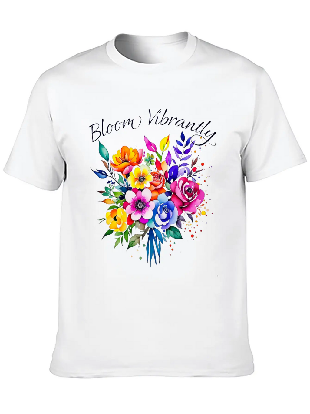 Bloom Vibrently Watercolor Flower Bouquet Relaxed Everyday Tee – Lightweight And Durable Cotton