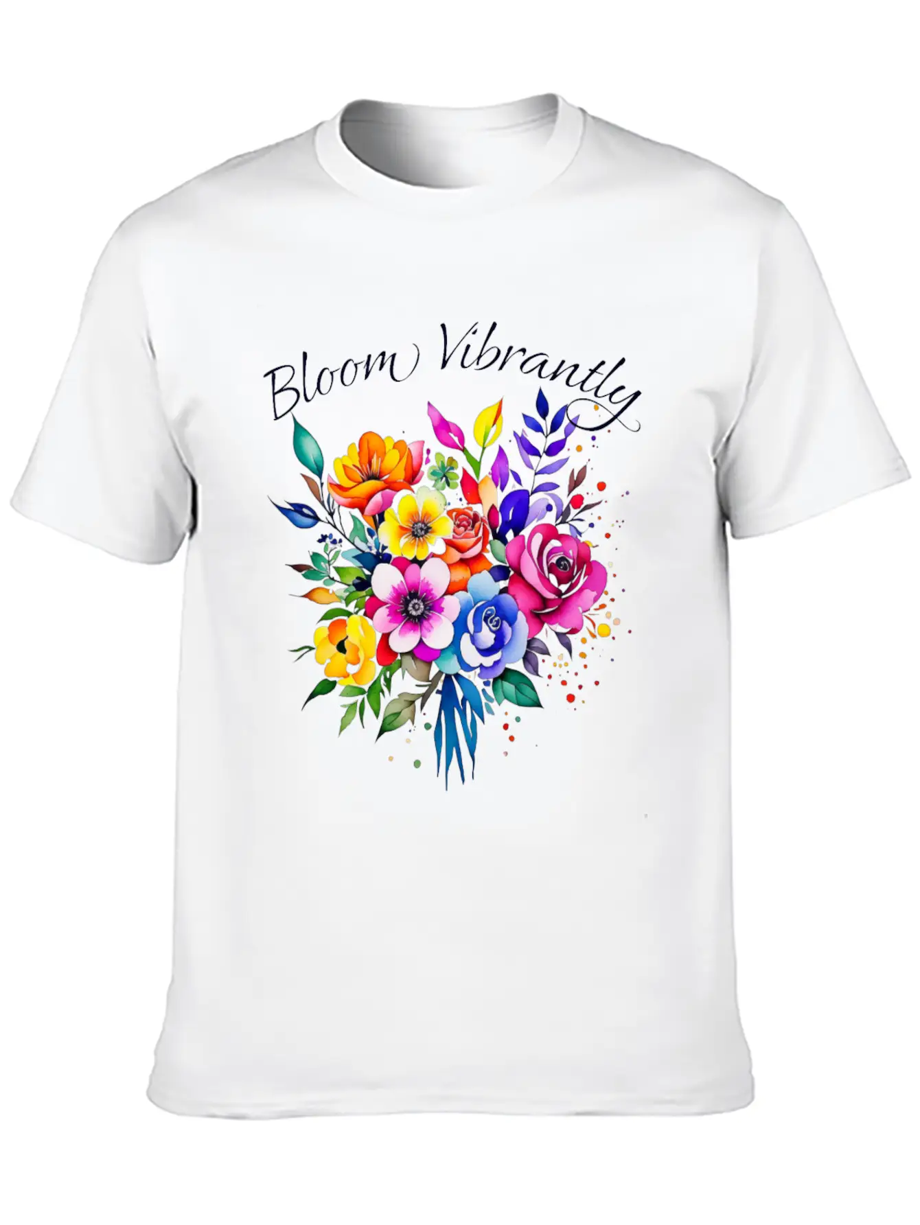 Bloom Vibrently Watercolor Flower Bouquet Relaxed Everyday Tee – Lightweight And Durable Cotton