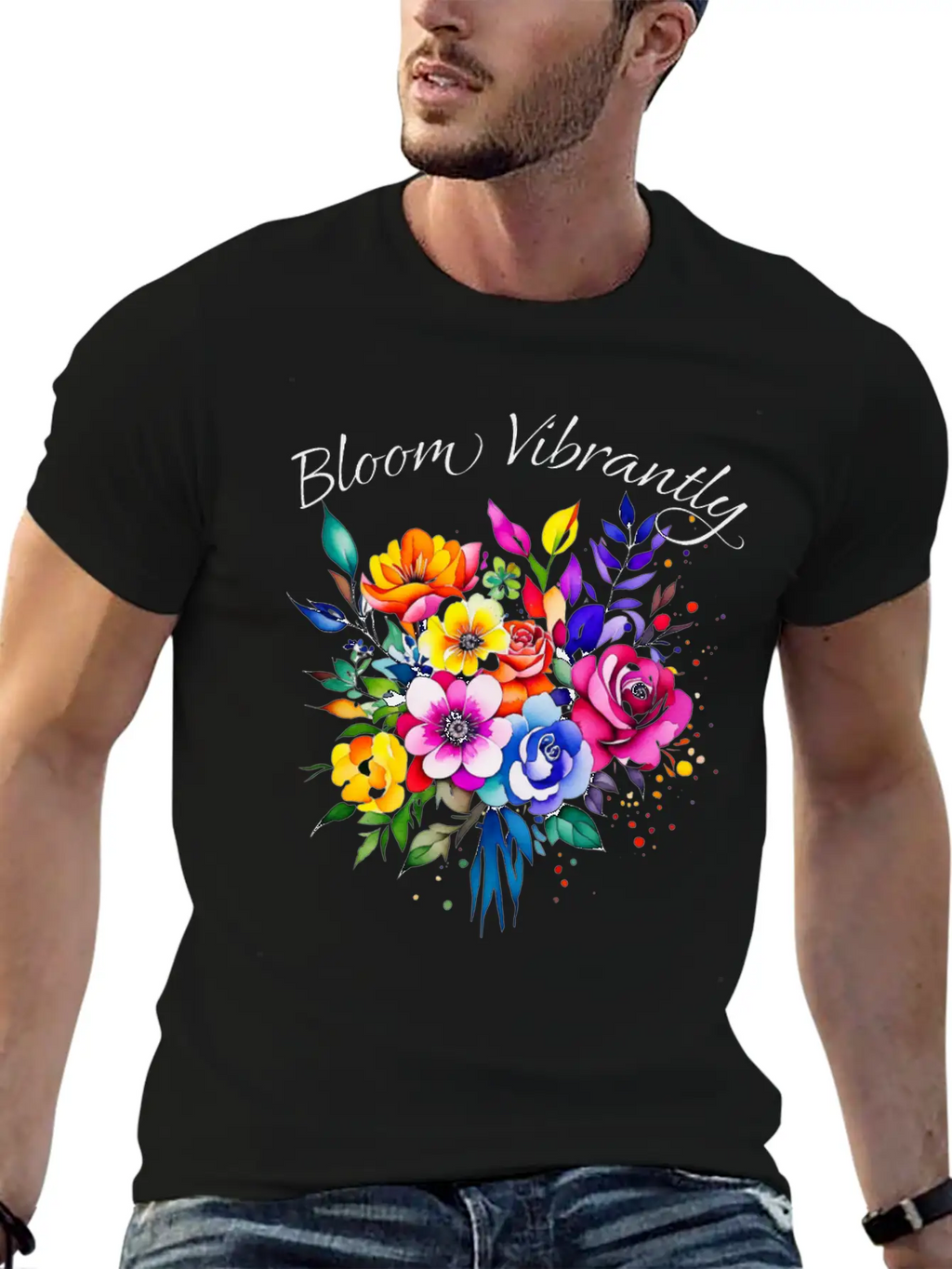 Bloom Vibrently Watercolor Flower Bouquet Relaxed Everyday Tee – Lightweight And Durable Cotton