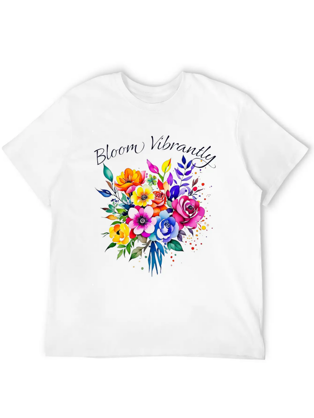 Bloom Vibrently Watercolor Flower Bouquet Relaxed Everyday Tee – Lightweight And Durable Cotton