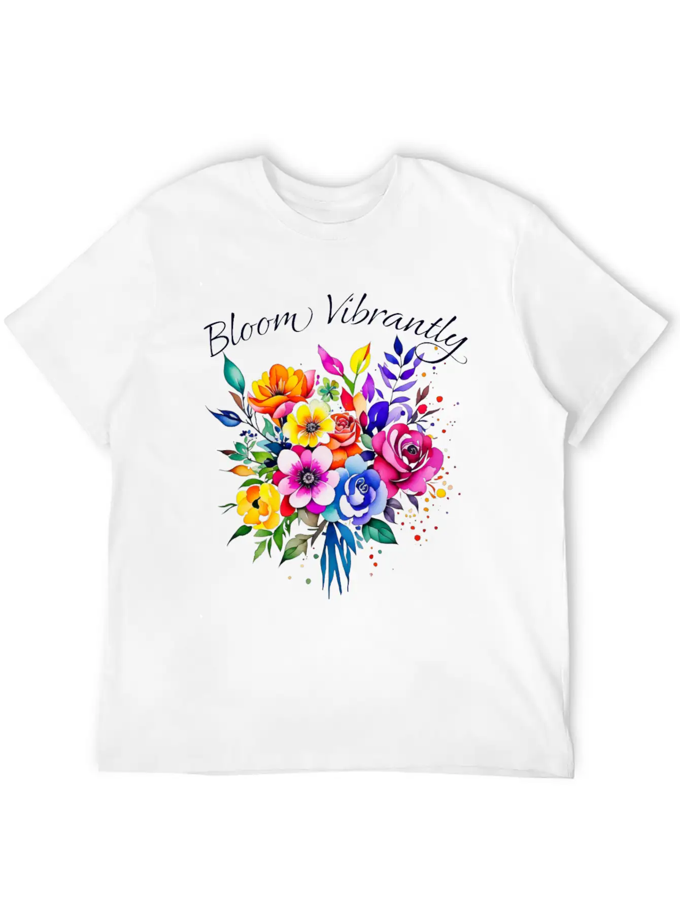 Bloom Vibrently Watercolor Flower Bouquet Relaxed Everyday Tee – Lightweight And Durable Cotton