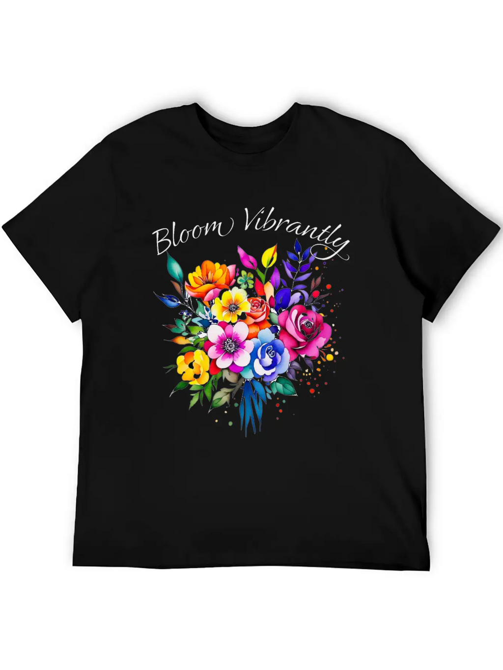 Bloom Vibrently Watercolor Flower Bouquet Relaxed Everyday Tee – Lightweight And Durable Cotton
