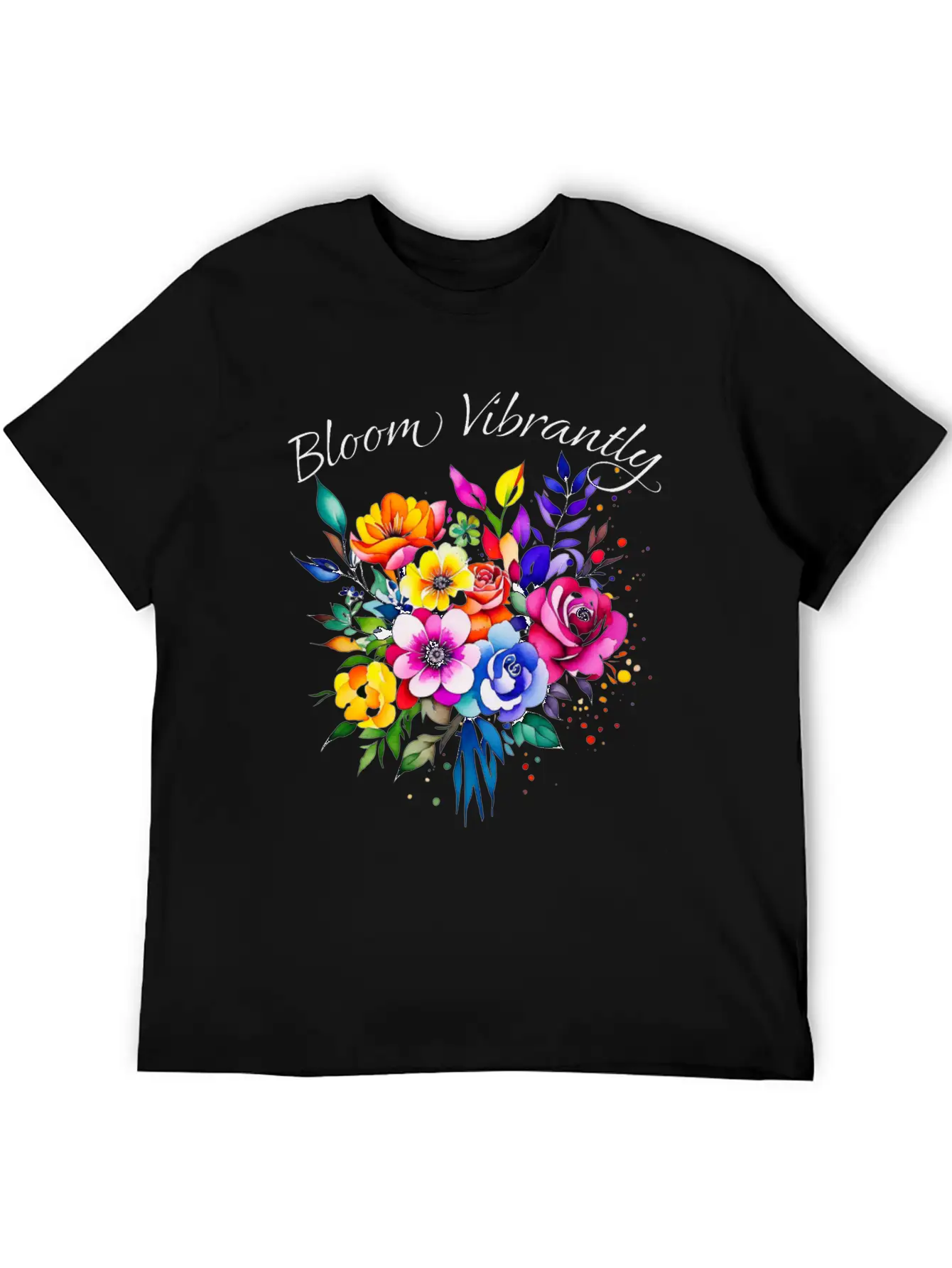 Bloom Vibrently Watercolor Flower Bouquet Relaxed Everyday Tee – Lightweight And Durable Cotton