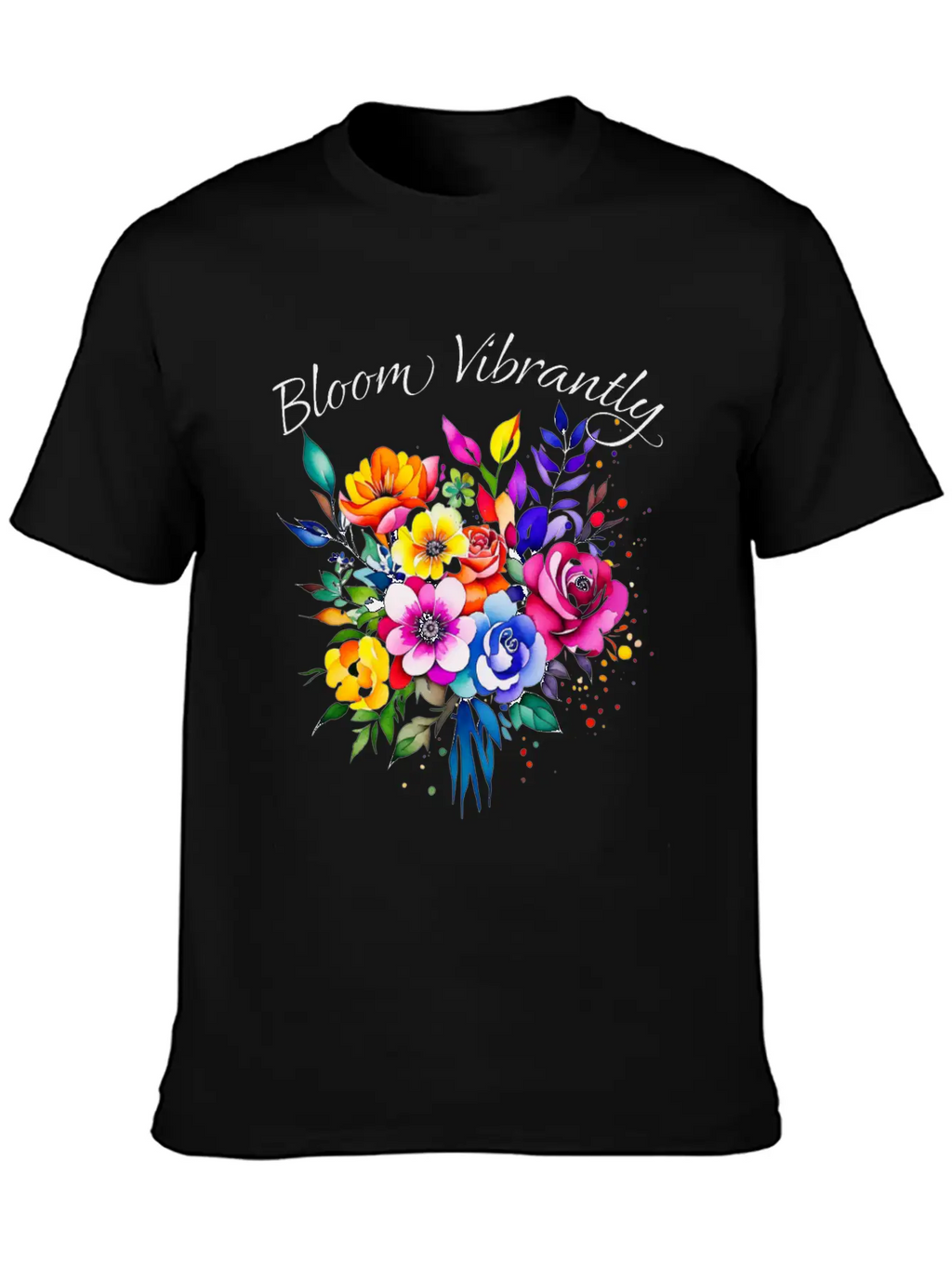 Bloom Vibrently Watercolor Flower Bouquet Relaxed Everyday Tee – Lightweight And Durable Cotton