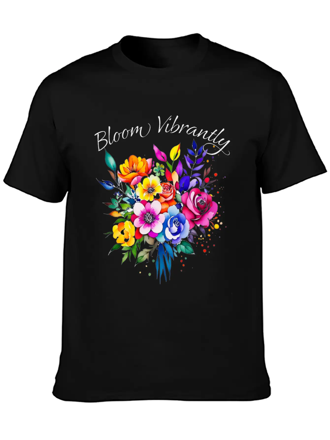 Bloom Vibrently Watercolor Flower Bouquet Relaxed Everyday Tee – Lightweight And Durable Cotton