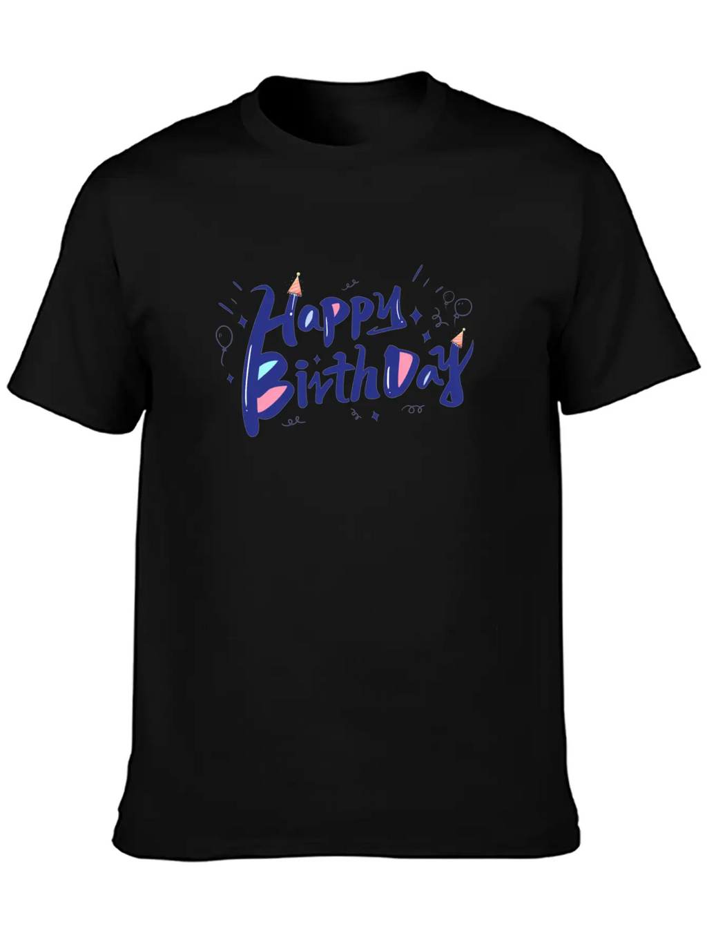 Blue Designer-look Happy Birthday Decoration Home Classic Cotton Tee – Unisex Comfort For Any Season