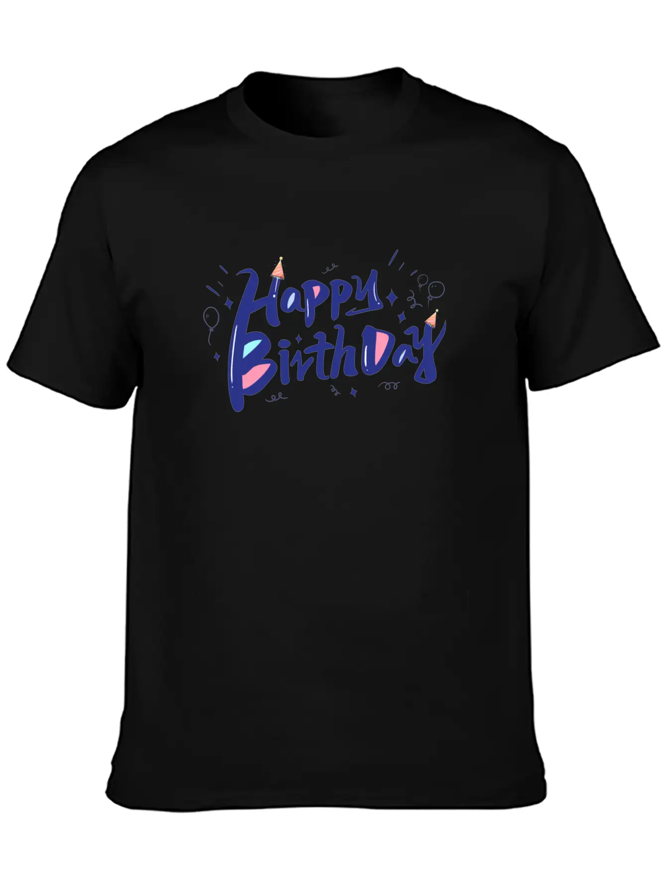 Blue Designer-look Happy Birthday Decoration Home Classic Cotton Tee – Unisex Comfort For Any Season