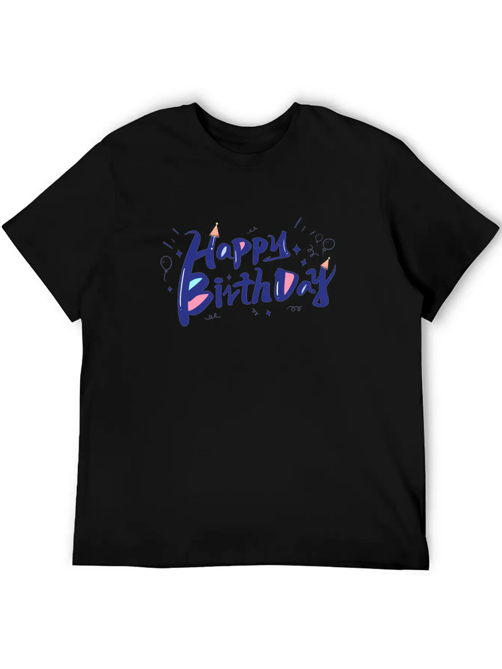Blue Designer-look Happy Birthday Decoration Home Classic Cotton Tee – Unisex Comfort For Any Season