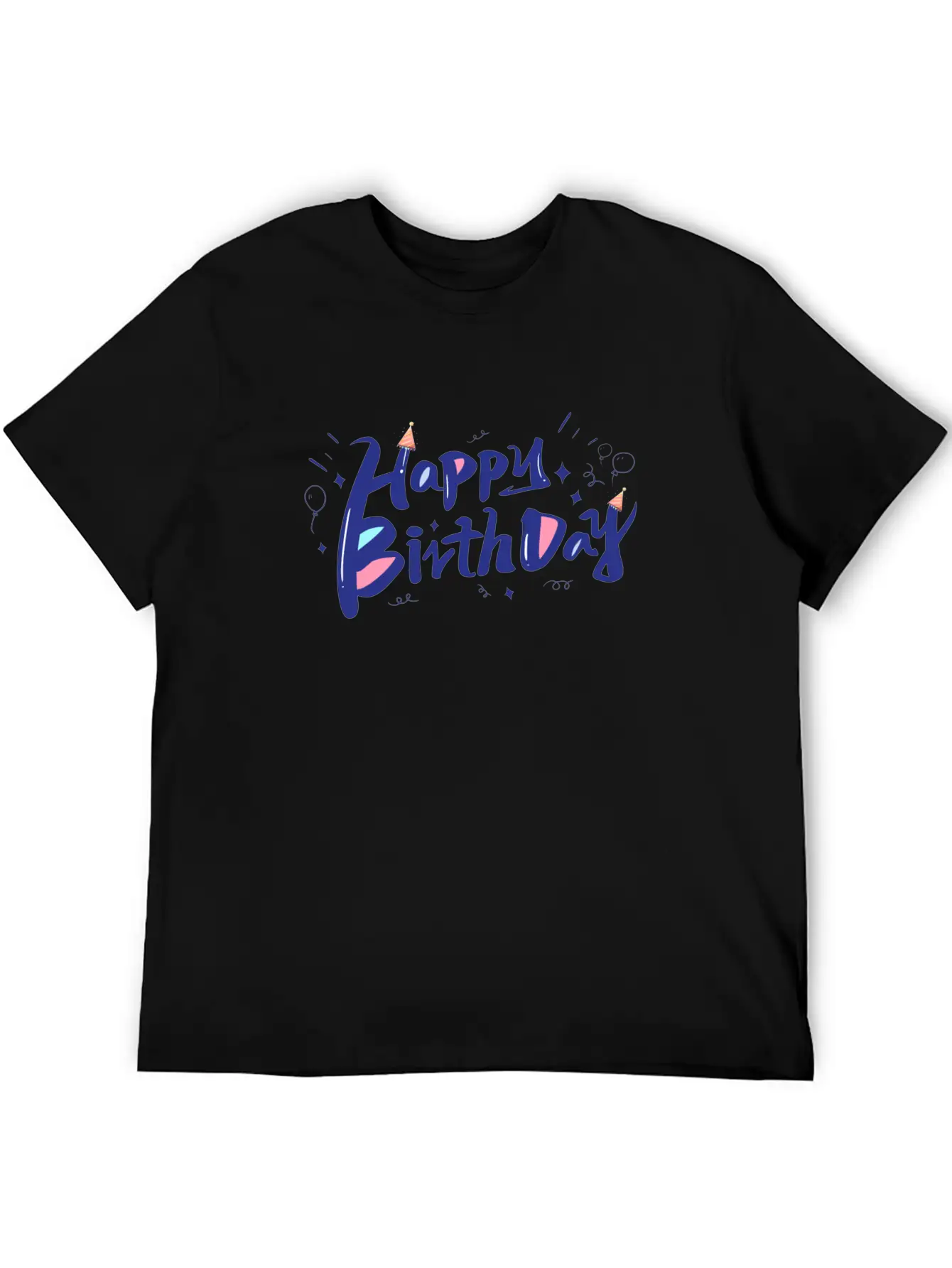 Blue Designer-look Happy Birthday Decoration Home Classic Cotton Tee – Unisex Comfort For Any Season