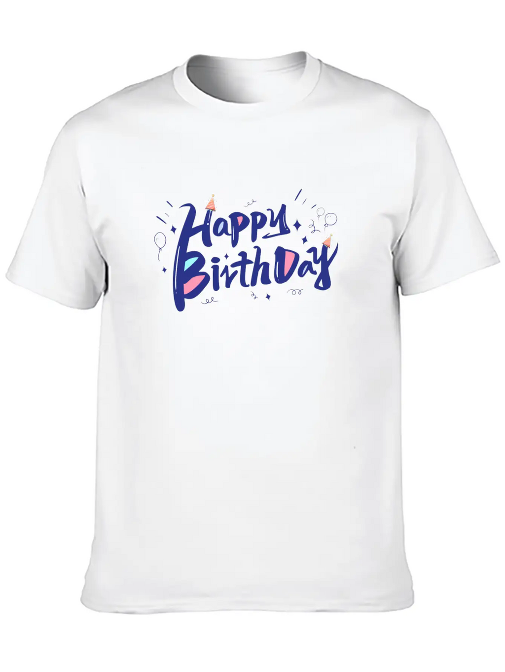 Blue Designer-look Happy Birthday Decoration Home Classic Cotton Tee – Unisex Comfort For Any Season