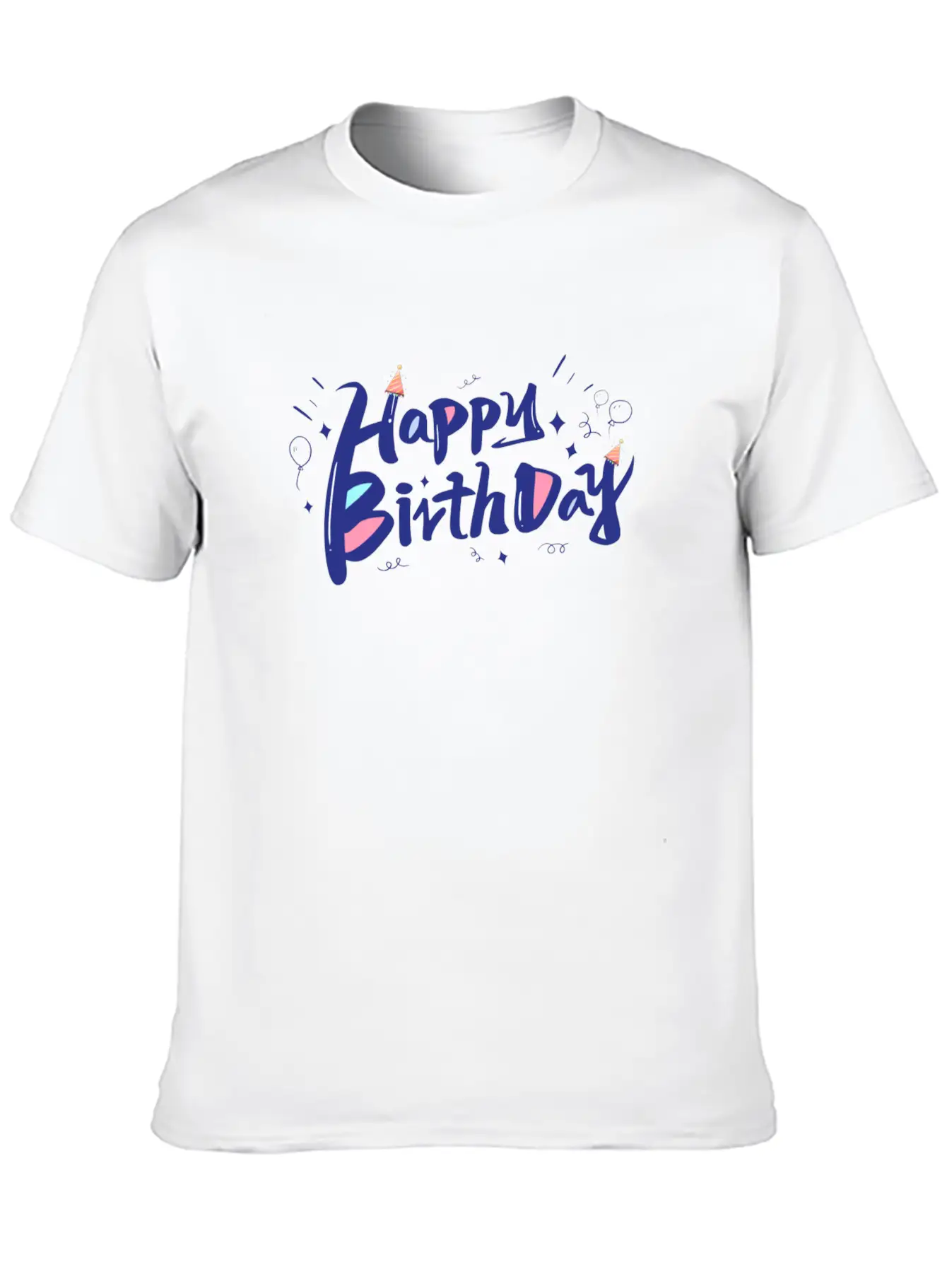 Blue Designer-look Happy Birthday Decoration Home Classic Cotton Tee – Unisex Comfort For Any Season