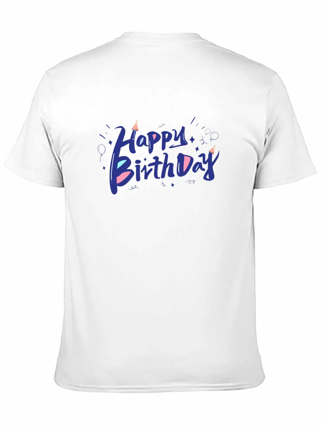 Blue Designer-look Happy Birthday Decoration Home Classic Cotton Tee – Unisex Comfort For Any Season