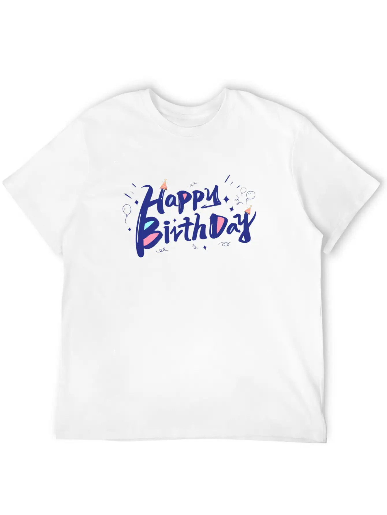 Blue Designer-look Happy Birthday Decoration Home Classic Cotton Tee – Unisex Comfort For Any Season