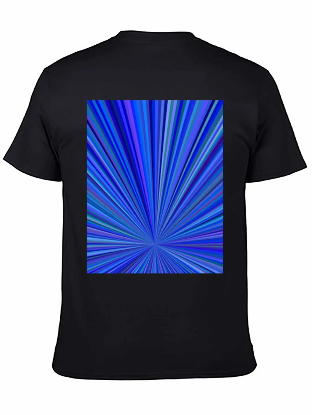 Blue Gradient Abstract Ray Burst Pattern Basic Graphic T-Shirt – Daily Comfort In Soft Cotton