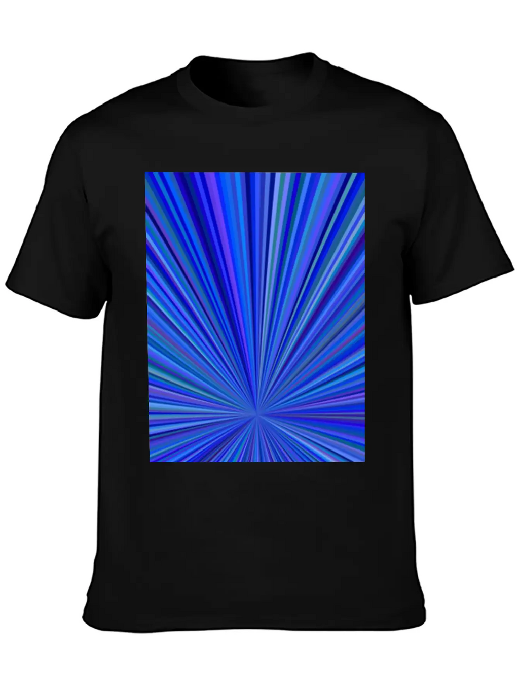 Blue Gradient Abstract Ray Burst Pattern Basic Graphic T-Shirt – Daily Comfort In Soft Cotton