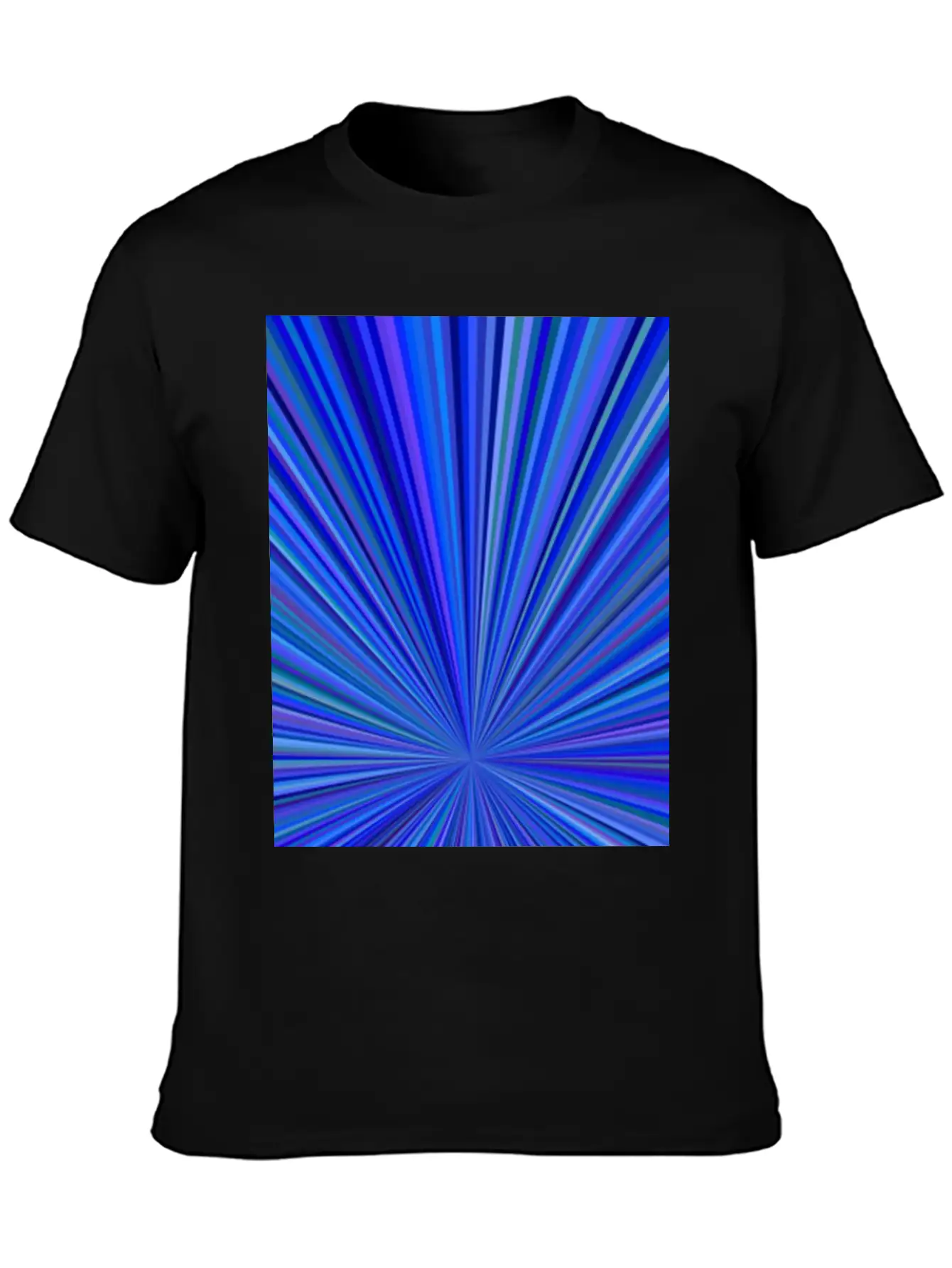 Blue Gradient Abstract Ray Burst Pattern Basic Graphic T-Shirt – Daily Comfort In Soft Cotton