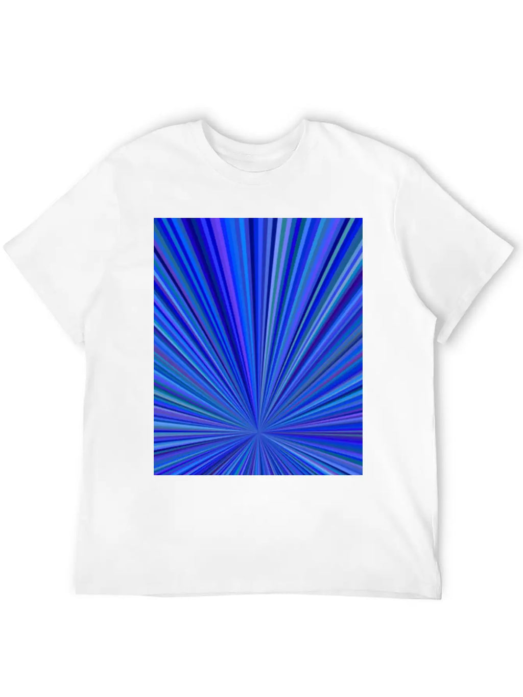 Blue Gradient Abstract Ray Burst Pattern Basic Graphic T-Shirt – Daily Comfort In Soft Cotton